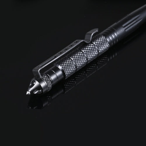 Multi-function Portable Tactic Self Defense Pen Practical Survival Emergency Tool Defensing EDC Ballpoint Steel Anti-skid Outdoor Camping Tools for Writing (Black)