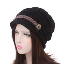 Knitted Braided Beanie Hats Cabled Checker Pattern Hat