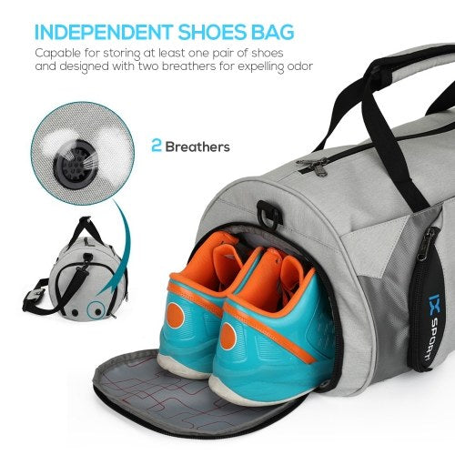 30L Waterproof Travel Duffele Bag with Separate Shoe Compartment for Men Women Sports Gym Tote Bag