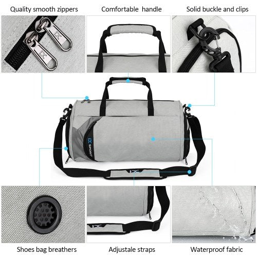 30L Waterproof Travel Duffele Bag with Separate Shoe Compartment for Men Women Sports Gym Tote Bag