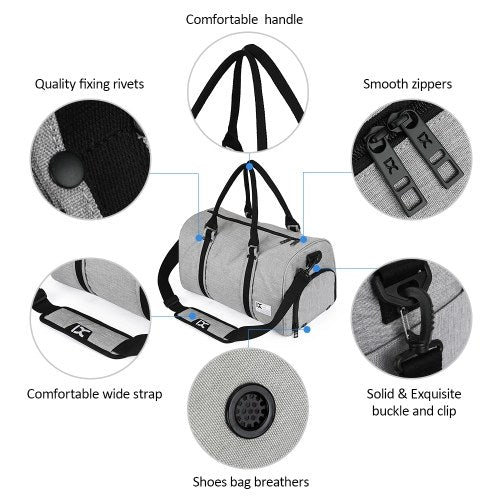 حقيبة سفر من القماش الخشن مقاومة للماء سعة 28 لتر مع حجرة أحذية منفصلة للرجال والنساء وحقيبة رياضية للصالة الرياضية