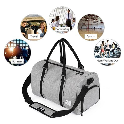 28L Waterproof Travel Duffele Bag with Separate Shoe Compartment for Men Women Sports Gym Tote Bag