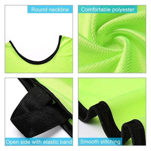 12 PCS Kid's Soccer Pinnies Quick Drying Football Jerseys Youth Sports Scrimmage Practice Sports Vest Team Training Bibs