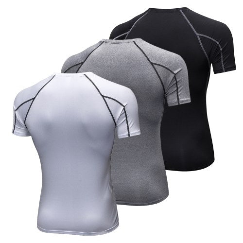 Lixada Pack of 3 Men Short Sleeve Compression Shirt