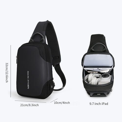 MARK RYDEN Portable Fashionable Casual Anti-Thief Multifunctional Waterproof USB Charging Men Single-Shoulder Bag