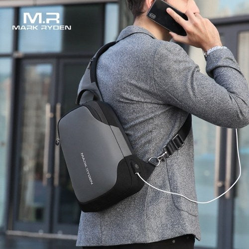 MARK RYDEN Portable Fashionable Casual Anti-Thief Multifunctional Waterproof USB Charging Men Single-Shoulder Bag