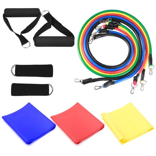 14pcs Resistance Bands Set Workout Fitness Exercise Tube Bands Door Anchor Ankle Straps Cushioned Handles