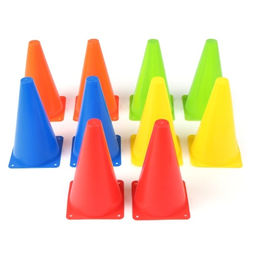 10 Pack 9 Inch Plastic Sport Training Traffic Cone for Kids Home Football Training Soccer 5 Colors