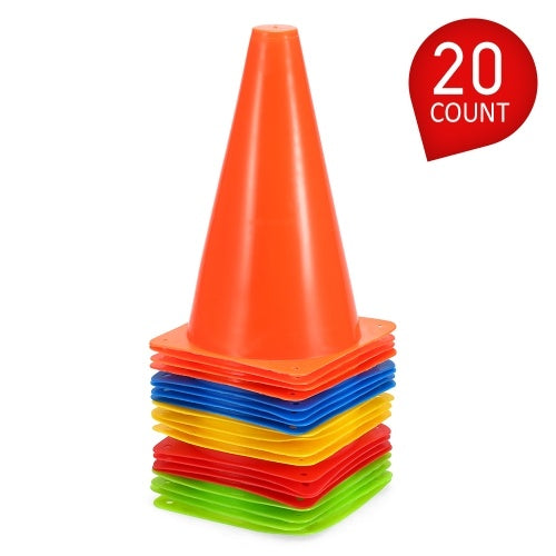 10 Pack 9 Inch Plastic Sport Training Traffic Cone for Kids Home Football Training Soccer 5 Colors