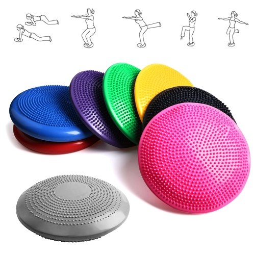 33CM Yoga Balance Disc Inflatable Stability Wobble Cushion Free Hand Pump