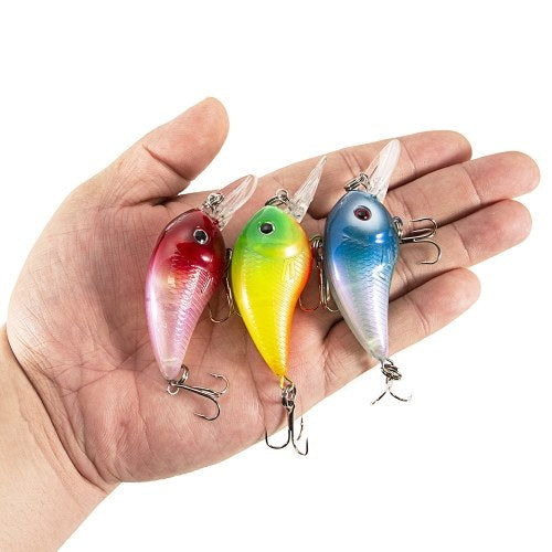 8cm Wobbler Rattle Fishing Crankbait Flashing Artificial Hard Crank Bait Lure with Treble Hooks