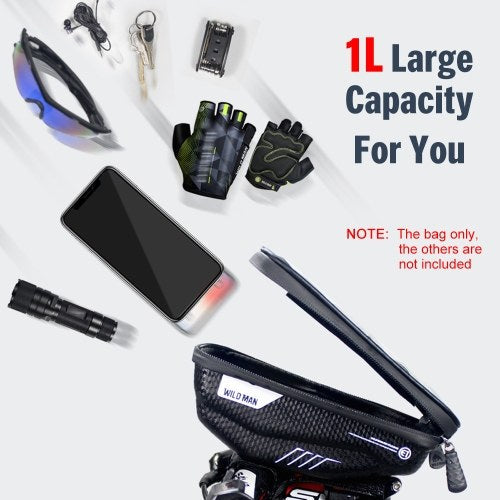 Bike Phone Bags with Touch Screen Phone Holder Case Waterproof Bicycle Front Frame Top Tube Mount Handlebar Bags Bike Storage Bag Cycling Pack