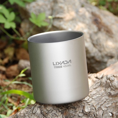 Lixada 450ml Titanium Double Wall Insulated Water Cup