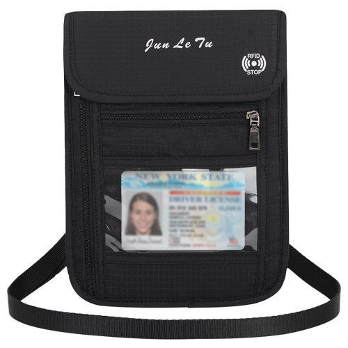 Travel Pouch Neck Wallet with RFID Blocking Passport Holder