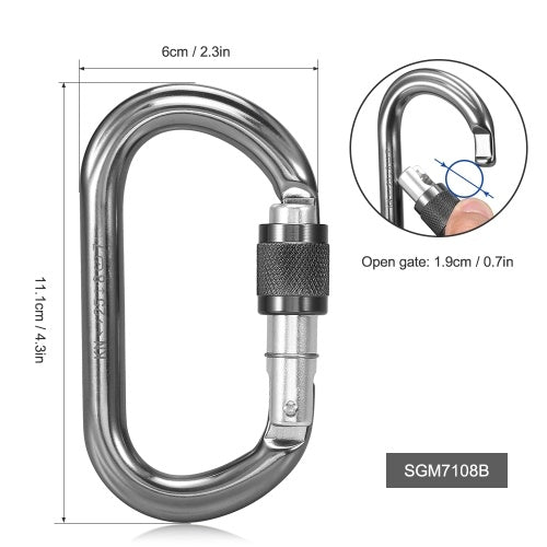 25KN Srew Locking Gate Carabiner الثقيلة D شكل تويست قفل Carabiner