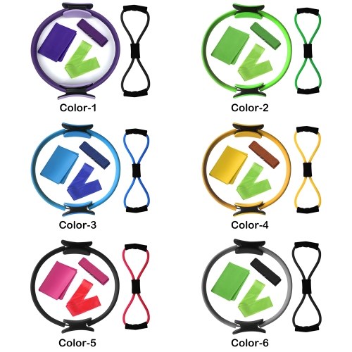 5 قطعة مجموعة معدات اليوغا حلقة بيلاتيس حزام اليوغا القطن