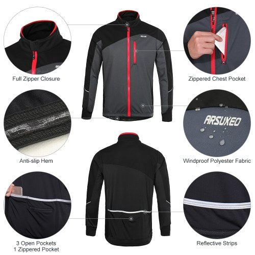 Men Cycling Jacket Windproof Breathable Long Sleeve