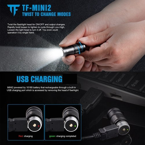 Keychain Flashlight MINI USB Rechargeable Flash Light