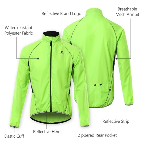 Men Reflective Cycling Jacket Breathable Long Sleeve Bicycle Jersey Wind Coat Vest Outdoor Sportswear