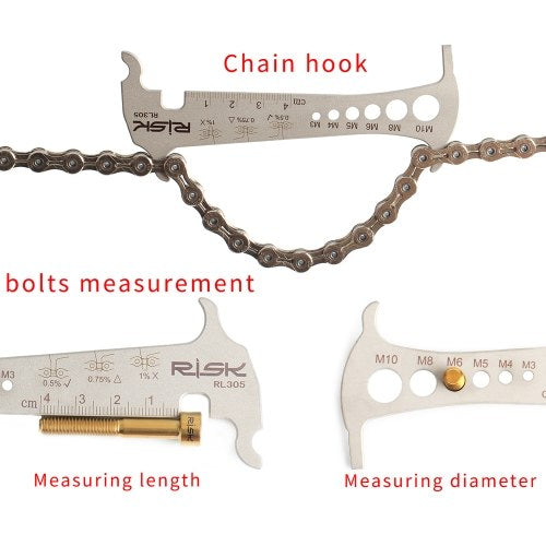 3 في 1 سلسلة دراجات مدقق الدراجة سلسلة ارتداء مؤشر أداة سلسلة دراجات هوك الدراجة الترباس أداة القياس