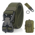 Quick Release Metal Buckle Belt with Waist Pouch Snap Hook Strap for Camping Hiking Fishing