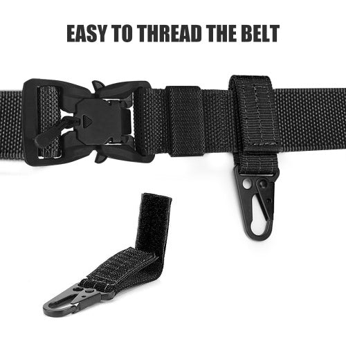 Quick Release Metal Buckle Belt with Waist Pouch Snap Hook Strap for Camping Hiking Fishing