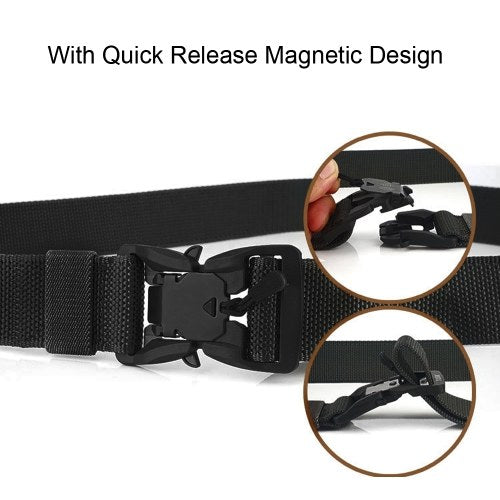 Quick Release Metal Buckle Belt with Waist Pouch Snap Hook Strap for Camping Hiking Fishing