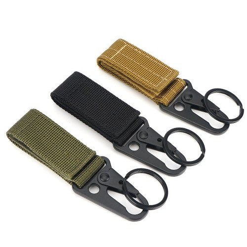 Quick Release Metal Buckle Belt with Waist Pouch Snap Hook Strap for Camping Hiking Fishing