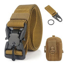 Quick Release Metal Buckle Belt with Waist Pouch Snap Hook Strap for Camping Hiking Fishing