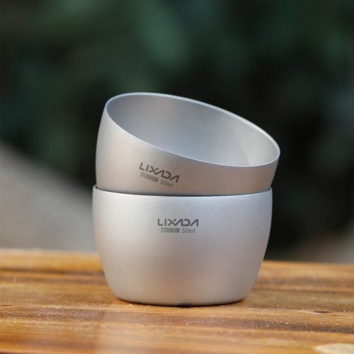 Lixada 50ml Double Wall Titanium Mini Tea Cup