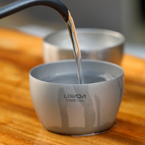 Lixada 50ml Double Wall Titanium Mini Tea Cup