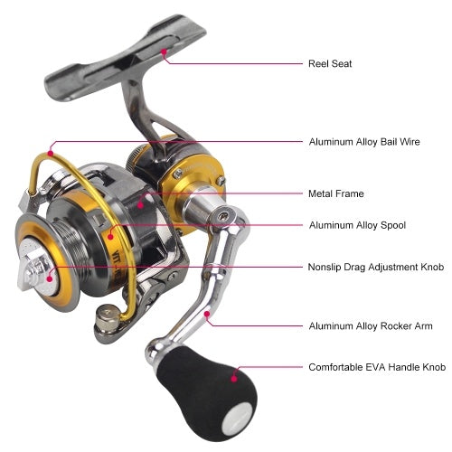 ini Spinning Reel 3+1 محامل كروية 5.0:1 بكرة دوارة معدنية كاملة