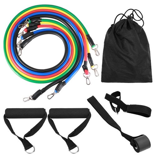 11pcs Resistance Bands Set Workout Fintess Exercise Tube Bands Door Anchor Ankle Straps Cushioned Handles with Carry Bags for Home Gym Travel