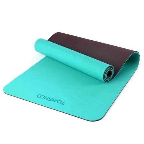 TOMSHOO 72.05×24.01in Portable Double Dual-colored Yoga Mat Thicken Sports Mat Anti-slip Exercise Mat