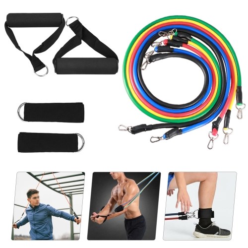 14pcs Resistance Bands Set Workout Fintess Exercise Tube Bands Jump Rope Door Anchor Ankle Straps Cushioned Handles 8-Shaped Resistance Band with Carry Bags for Home Gym Travel