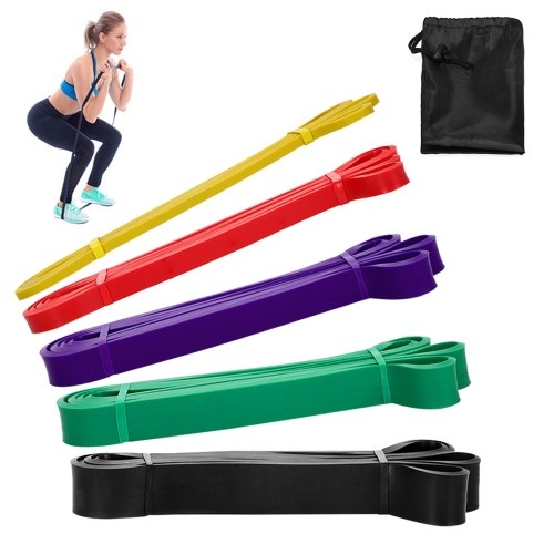 Pack of 5 Resistance Loop Bands Set Latex Yoga Strength Training Pull Up Assist   Bands Home Gym Fitness Workout Elastic Exercise Band with Carry Bag