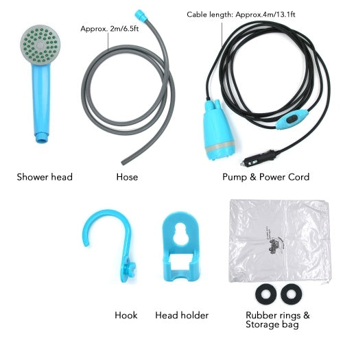 Portable 12V Electric Outdoor Handheld Shower with Pump