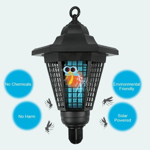 Outdoor Solar Powered Light with 2 Light Modes IP65 Water Resistant Electric Lamp Trapping Lantern