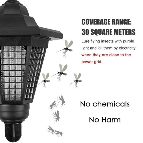 Outdoor Solar Powered Light with 2 Light Modes IP65 Water Resistant Electric Lamp Trapping Lantern