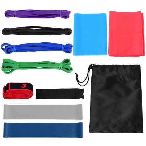 11pcs Fintess Resistance Bands Set Workout Exercise Loop Bands Yoga Stretch Strap with Carry Bag for Home Gym Travel Pilates Yoga Physical Therapy