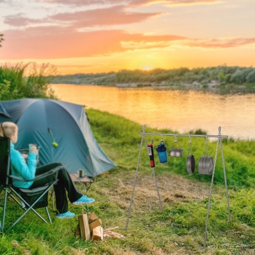 Portable Collapsible Stainless Steel Camping Hanging Rack