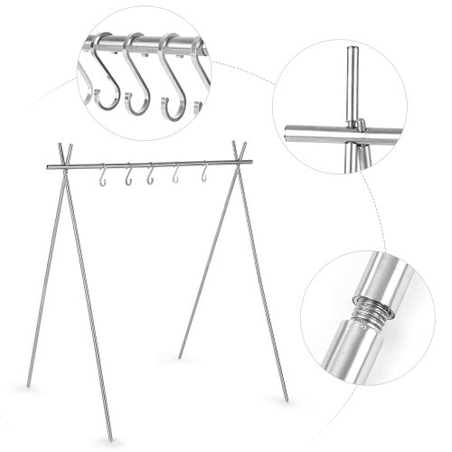 Portable Collapsible Stainless Steel Camping Hanging Rack