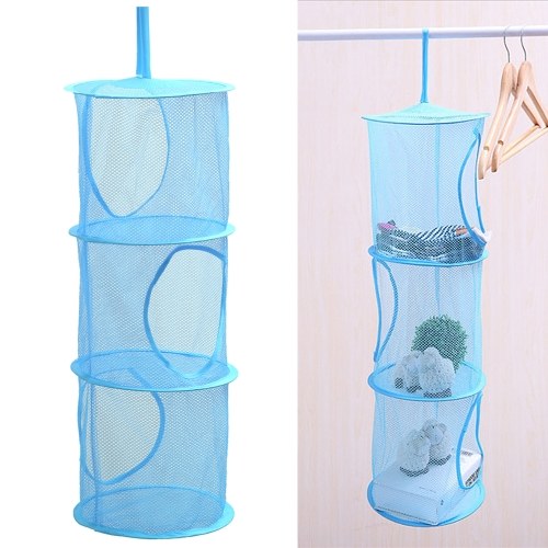 3 Layers Collapsible Fishing Hanging Storage  Drying Net Bag