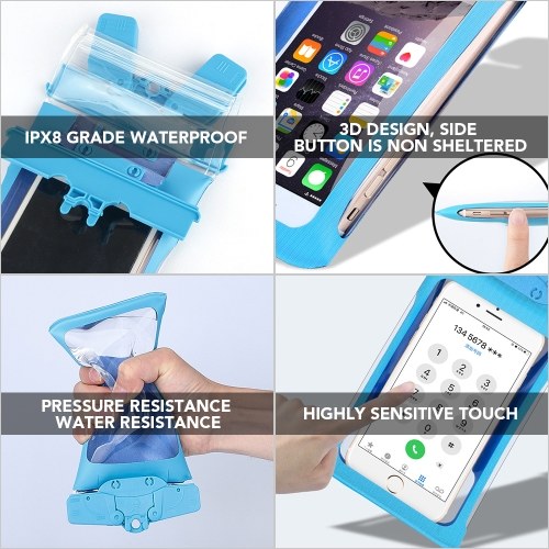 IPX8 Mobile Phone Waterproof Bag Transparent TPU Waterproof Phone Pouch Dry Bag