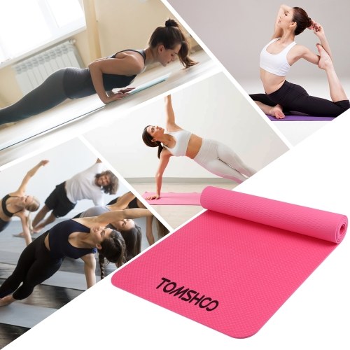 TOMSHOO 72.05×24.01in Portable Yoga Mat Thicken Sports Mat Anti-slip Exercise Mat for Fitness Workouts with Carrying Strap and Storage Bag