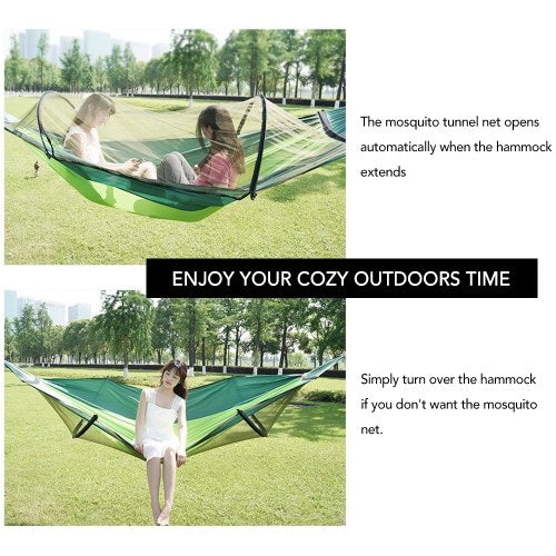 Portable Camping Hammock Outdoor Parachute Hammock Hammock Swing Bed with Mosquito Net for Outdoor Camping