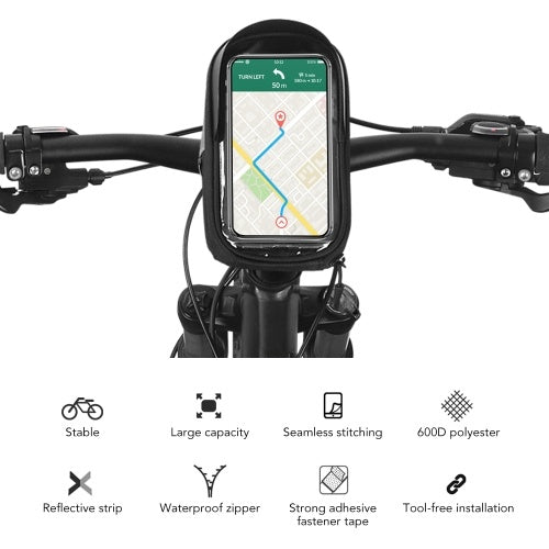 Touchscreen Bike Phone Bag Waterproof Phone Holder Cycling Tube Front Frame Bag Bicycle Bag Cellphone Pouch