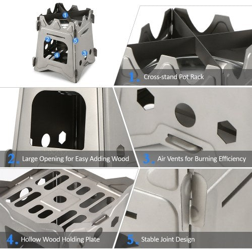 Lixada Camping Titanium Wood Stove