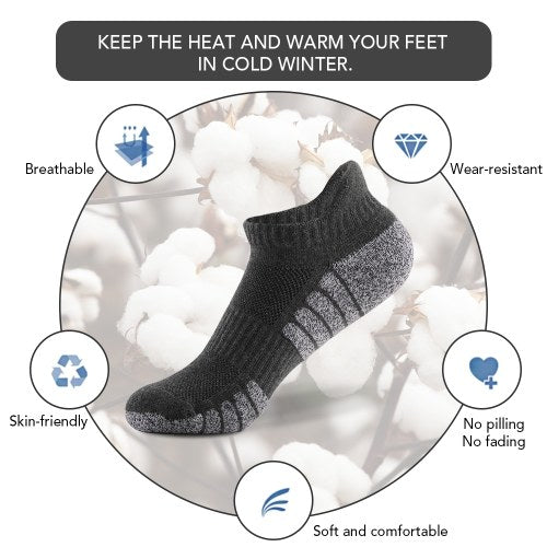 6 Pairs Sports Ankle Socks  Athletic Low-cut Socks Thick Knit Autumn Winter Socks Outdoor Fitness Breathable Quick Dry Socks Wear-resistant Warm Socks Lightweight Anti-skid No-Show Socks For Marathon Running Cycling