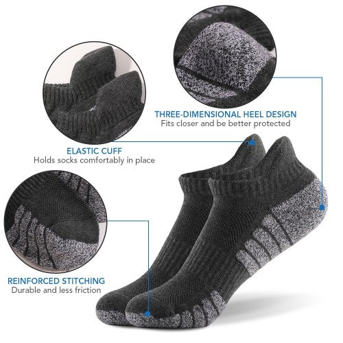 6 Pairs Sports Ankle Socks  Athletic Low-cut Socks Thick Knit Autumn Winter Socks Outdoor Fitness Breathable Quick Dry Socks Wear-resistant Warm Socks Lightweight Anti-skid No-Show Socks For Marathon Running Cycling